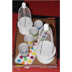 2 NEW PEDESTAL CANDLESTANDS WITH COVERS,LONG TRAY