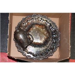 ESTATE BOX OF SILVERPLATED PLATTERS AND PITCHER