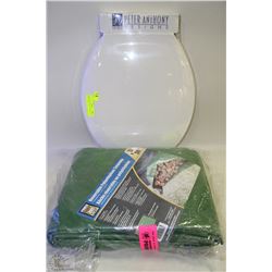 BRAND NEW TARP 12'X24' AND TOILET SEAT