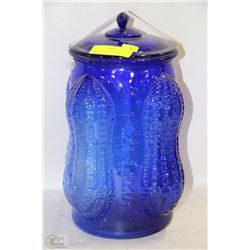 VINTAGE BLUE PLANTERS PEANUT JAR 14"HIGH