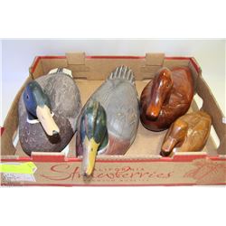 WOODEN 4 ESTATE DUCKS INCL 1979 C.A.PARISH,SIGNED