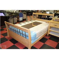 QUEEN SIZE WOOD AND METAL BEDFRAME- MATTRESS NOT