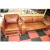 Image 1 : RUSTIC LEATHER LOVE SEAT WITH CHAIR