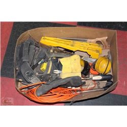 BOX FULL OF CARPENTRY TOOLS, SAWS,