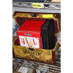 DECORATIVE BOX WITH NEW WINE GLASSES AND THE