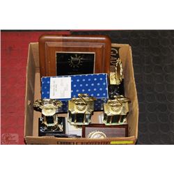 BOX OF ASSORTED TROPHIES; BOWLING, MUSIC