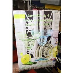 SET OF 4 HAND PAINTED MARGARITA GLASSES
