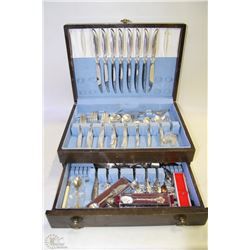 SILVERWARE CHEST WITH ROGERS BROS IS "FLAIR" SET