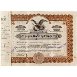 Olympia Brewing Company Stock Certificate