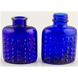 Two Cobalt Oval Poison bottles