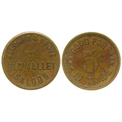 Old Valley Whiskey Saloon Trade Token
