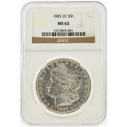 1885-CC $1 Morgan Silver Dollar NGC Graded MS62