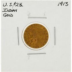 1913 $2 1/2 Indian Head Quarter Eagle Gold Coin