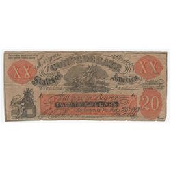 1861 $20 The Confederate States of America Counterfeit Note
