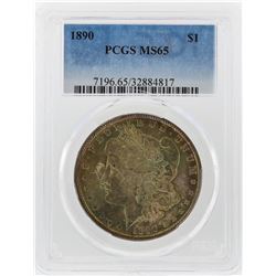1890 $1 Morgan Silver Dollar Coin PCGS Graded MS65