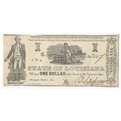 1864 $1 The State of Louisiana Obsolete Bank Note