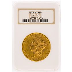 1876-S $20 Liberty Head Double Eagle Gold Coin NGC Graded AU58