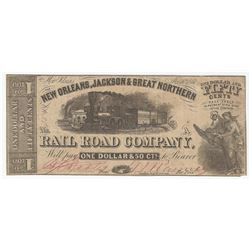 1864 $1.50 New Orleans, Jackson & Great Northern Railroad Company Note