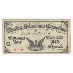 1893 World's Columbian Exposition Chicago Ticket
