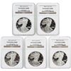 Image 1 : 5 Coin Set 1986-1990 Silver Eagle Coins NGC PF69 Ultra Cameo