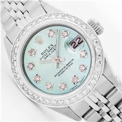 Womens Rolex Stainless Steel Diamond Datejust Wristwatch