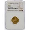 Image 1 : 1863T BN Italy 20 Lire Gold Coin NGC Graded MS63