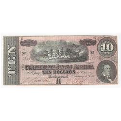 1864 $10 The Confederate States of America Note