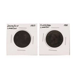 1803 Draped Bust Large Cent & 1810 Classic Head Large Cent Coins