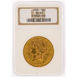 1900 $20 Liberty Head Double Eagle Gold Coin NGC Graded MS63