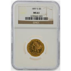 1897-S $5 Liberty Head Half Eagle Gold Coin NGC MS61