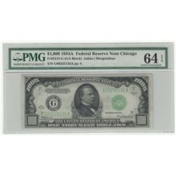 1934 $1000 Federal Reserve Note Chicago PMG Graded CU 64EPQ