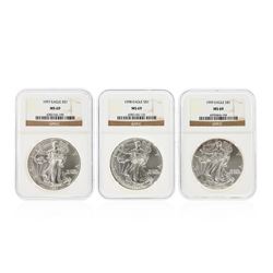 1997-1999 $1 American Silver Eagle Coin Set NGC MS69
