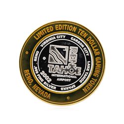 .999 Silver Reno/Tahoe International Airport $10 Casino Gaming Token Limited Edi