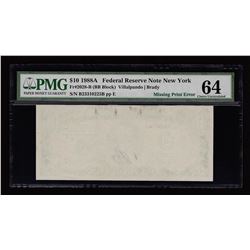 1988A $10 Federal Reserve Note Missing Print Error PMG CU64