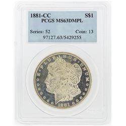1881-CC $1 Morgan Silver Dollar PCGS Graded MS63DMPL