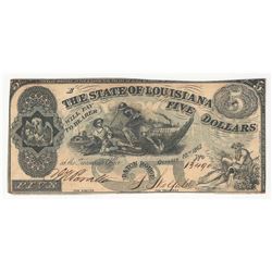 1862 $5 The State of Louisiana Obsolete Bank Note