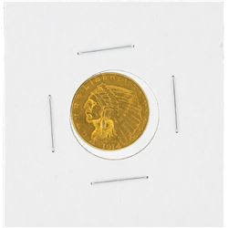 1914-D $2 1/2 Indian Head Quarter Eagle Gold Coin AU