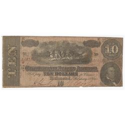 1864 $10 The Confederate States of America Note