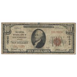 1929 $10 Richmond Virginia National Currency Note