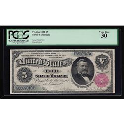 1891 $5 Silver Certificate Note PCGS Graded VF30