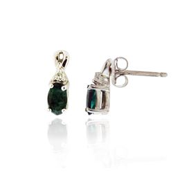 10KT White Gold 0.3ct Emerald and Diamond Earrings
