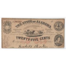 1863 Twenty-Five Cents Confederate States Note