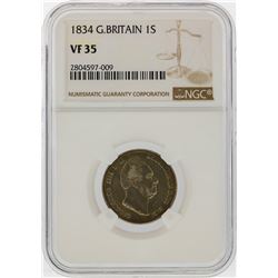 1834 1 Great Britain Shilling NGC Graded VF35