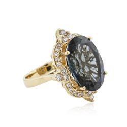 14KT Yellow Gold 17.39ct Topaz and Diamond Ring