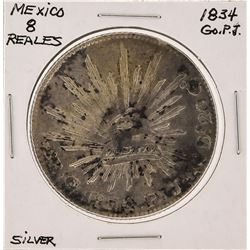1834 Go.P.J. 8 Reales Mexico Silver Coin