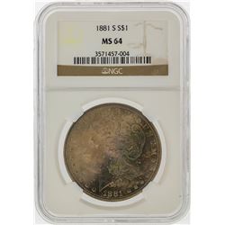 1881-S $1 Morgan Silver Dollar NGC Graded MS64