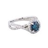 Image 1 : 14KT White Gold 1.83ctw Fancy Greenish Blue Diamond Ring