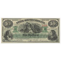 1872 $10 State of South Carolina Bond Scrip