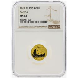 2011 50 Yuan China Gold Panda Coin NGC MS69