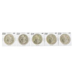 Set of (5) 1887 $1 Morgan Silver Dollar Coins